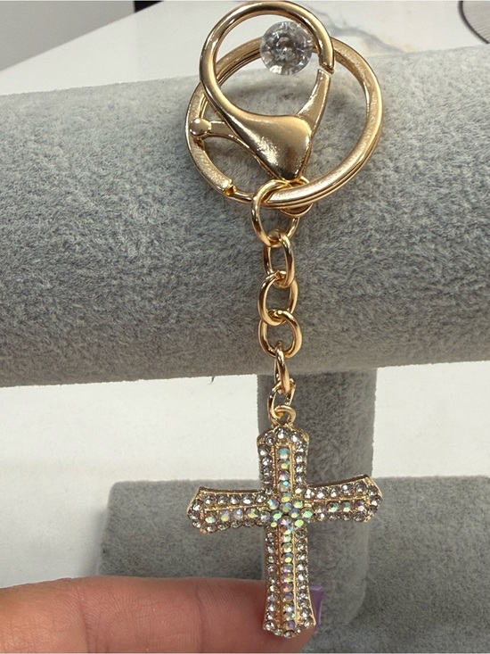 Accessories - Keychain or charm for bag Gold-Tone Crystal cross - Iridescent Accent new